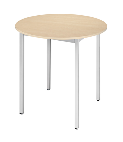 Ronde multifunctionele tafel met frame van vierkante buis, Ø 800 mm, plaat esdoorn