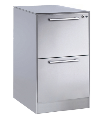 C+P Hangmappenkast Asisto, 2 uittrekelementen, RAL9006 blank aluminiumkleurig/RAL9006 blank aluminiumkleurig