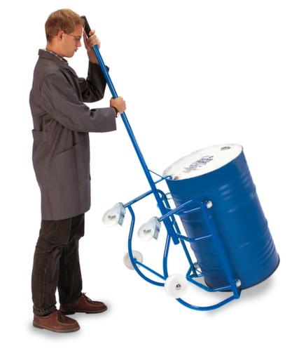 Rollcart Vatkantelstandaard met oliecarter 208 l en steun met rollen, voor 1 x 200 liter vat