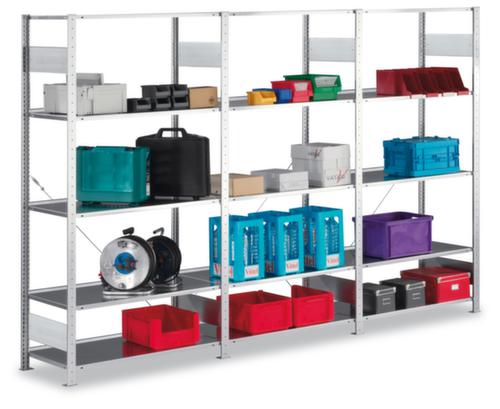 META Inhaakstelling aanbouwsectie met aanslagrand, hoogte x breedte x diepte 2000 x 1006 x 336 mm, 5 legborden