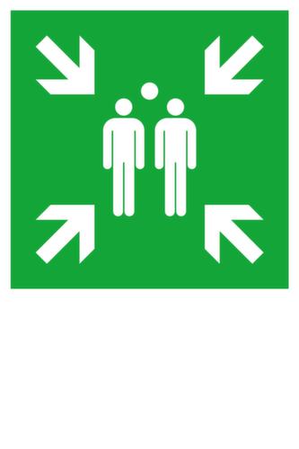 Bord voor vluchtroutesignalering verzamelpunt, wandbord, standaard