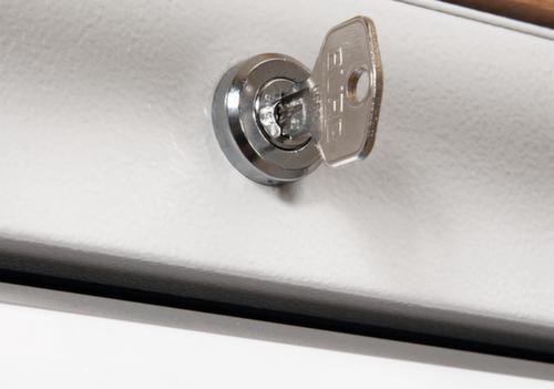 Bedrunka + Hirth Werkbank met blad van massief beuken en frame in vele kleuren, 4 laden, 4 kasten