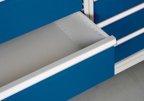 Bedrunka + Hirth Werkbank met blad van massief beuken en frame in vele kleuren, 4 laden, 4 kasten