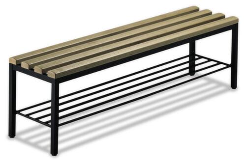 C+P Kleedkamerbank zwartgrijs met haken en houten latten