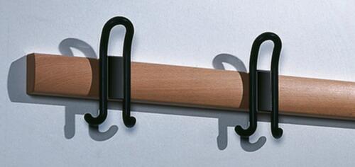 C+P Kleedkamerbank zwartgrijs met haken en houten latten