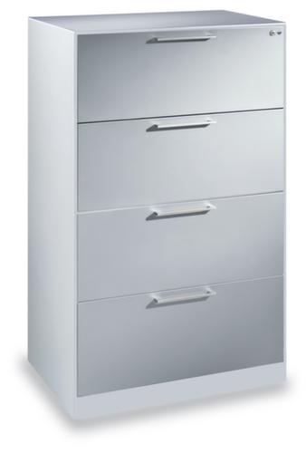 C+P Hangmappenkast met twee banen Asisto, 4 uittrekelementen, lichtgrijs/lichtgrijs