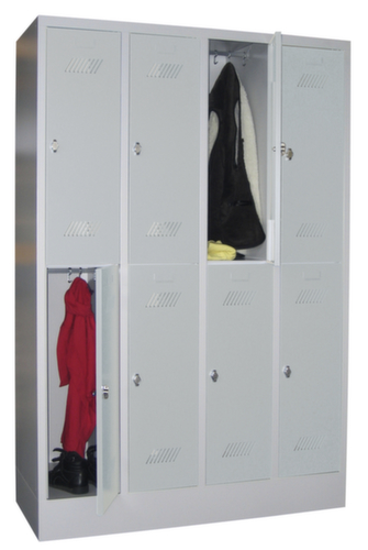 PAVOY Dubbele garderobekast Basis lichtgrijs met 4x2 vakken, vakbreedte 300 mm