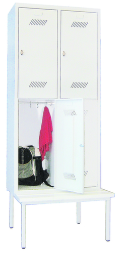 PAVOY Locker Basis lichtgrijs met bank + 2x2 vakken, vakbreedte 400 mm