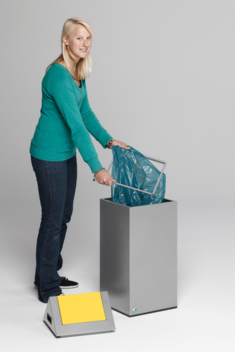 VAR Afvalverzamelbak WSG 55 S met tuimeldeksel, 60 l, zilverkleurig, deksel RAL1023 verkeersgeel