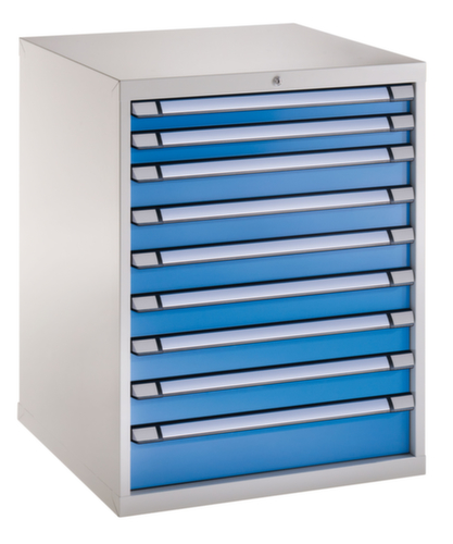 Ladekast, 9 lade(n), RAL7035 lichtgrijs/RAL 5012 lichtblauw