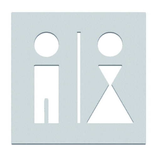 Deurbord met RVS pictogram, "wc dames/heren gescheiden"