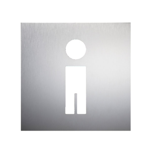 Deurbord met RVS pictogram, "wc heren"