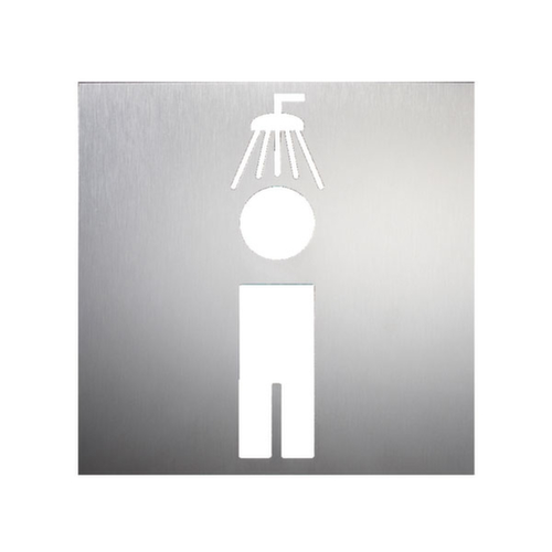 Deurbord met RVS pictogram, "Herendouche"