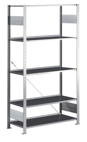META Inhaakstelling basisveld met aanslagrand, hoogte x breedte x diepte 2000 x 1056 x 336 mm, 5 legborden