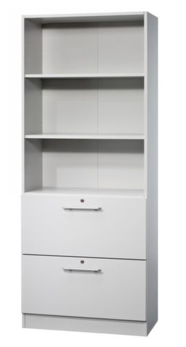 Combinatie-unit Sina met HR-uittrekelementen, 3 stellingvakken, breedte 800 mm, lichtgrijs