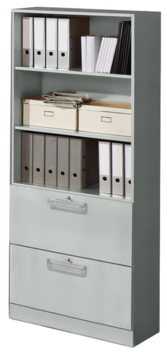 Combi-schroefbare rekken Up and Down met HR-laden, 3 stellingvakken, breedte 800 mm, grijs/grijs