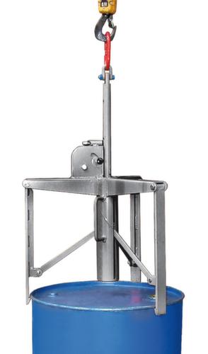 Vatengrijper voor vaten van 60/120 liter voor stalen en kunststof vaten, opname staand