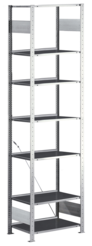 META Inhaakstelling basisveld met aanslagrand, hoogte x breedte x diepte 2500 x 806 x 336 mm, 7 legborden