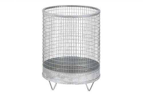 Gegalvaniseerde afvalbak van draadgaas met gesloten bodem, 63 l
