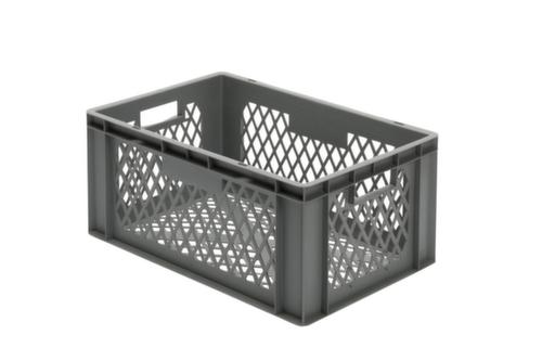 Euronorm-stapelbak geperforeerde wanden + bodem, grijs, inhoud 51 l