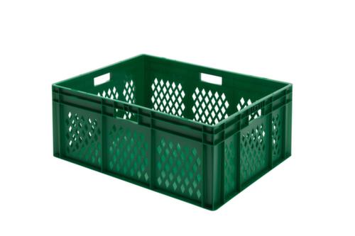 Euronorm-stapelbak geperforeerde wanden, groen, inhoud 127 l