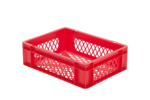 Euronorm-stapelbak geperforeerde wanden + bodem, rood, inhoud 10 l