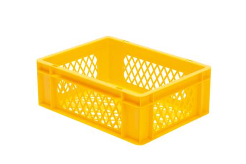 Euronorm-stapelbak geperforeerde wanden + bodem, geel, inhoud 13 l