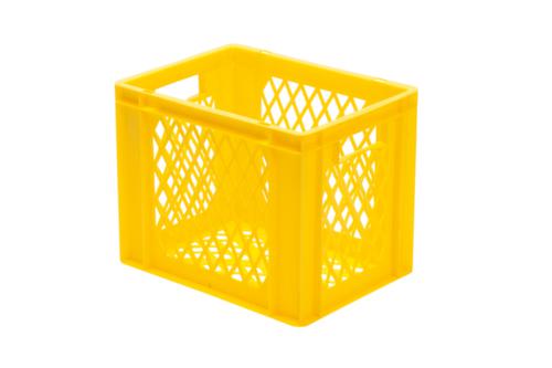 Euronorm-stapelbak geperforeerde wanden + bodem, geel, inhoud 29 l