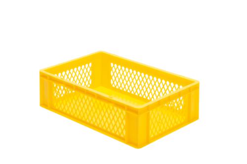 Euronorm-stapelbak geperforeerde wanden, geel, inhoud 33 l