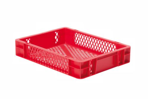 Euronorm-stapelbak geperforeerde wanden + bodem, rood, inhoud 7 l