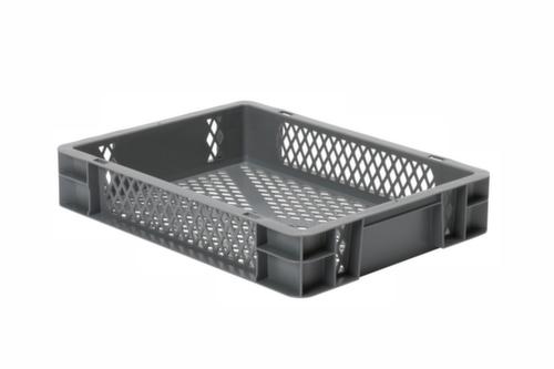 Euronorm-stapelbak geperforeerde wanden + bodem, grijs, inhoud 7 l