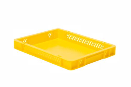 Euronorm-stapelbak geperforeerde wanden, geel, inhoud 4,5 l