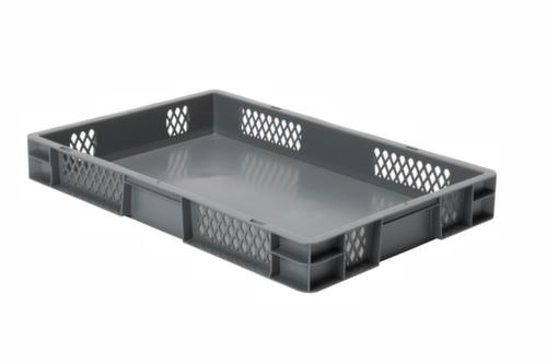 Euronorm-stapelbak geperforeerde wanden, grijs, inhoud 14,5 l