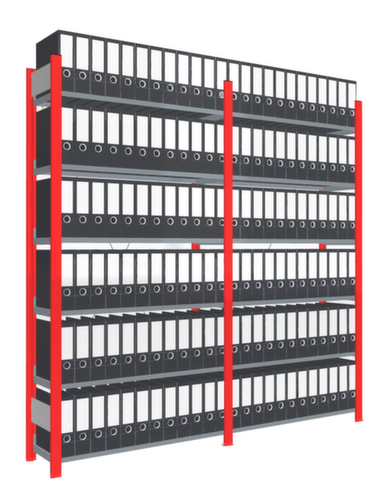 Inhaakstelling voor dossiers, 6 vloer, staander RAL3000 vuurrood