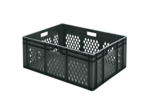 Euronorm-stapelbak geperforeerde wanden, grijs, inhoud 127 l