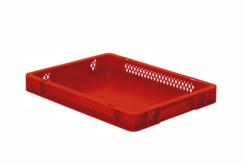 Euronorm-stapelbak geperforeerde wanden, rood, inhoud 4,5 l