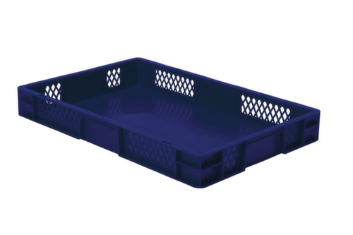 Euronorm-stapelbak geperforeerde wanden, blauw, inhoud 14,5 l