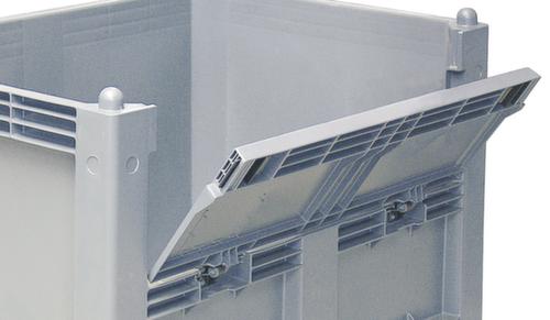 Grote container met kantelbare klep, inhoud 550 l, grijs, 4 voeten