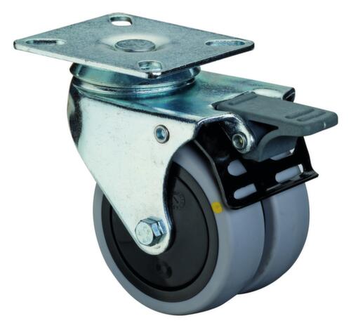 BS-ROLLEN Dubbel zwenkwiel, draagvermogen 70 kg, rubber banden