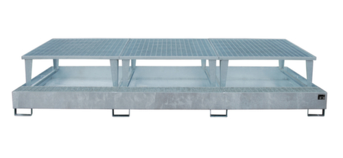 Opvangbak met aftapbokken, voor 3 x IBC