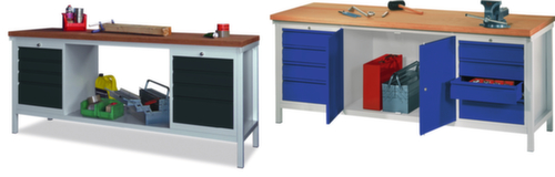 PAVOY Werkbank met verschillende soorten onderbouw, 8 laden, 1 kast