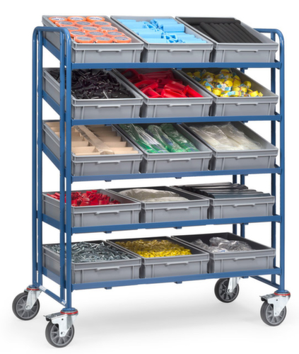 fetra Etagewagen met rechte en gekantelde etages, draagvermogen 300 kg, 5 etages