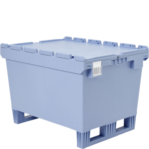 BITO Herbruikbare grootvolumebak met geribbelde bodem + vorkopening, inhoud 147 l, krokodildeksel