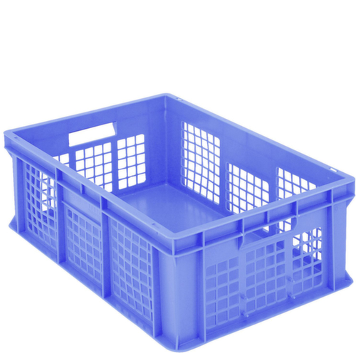 BITO Euronorm-stapelbak geperforeerde wanden, blauw, inhoud 42 l