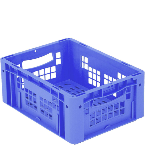 BITO Euronorm-stapelbak met dubbele geribbelde bodem + wanden + geperforeerde bodem, blauw, inhoud 15 l