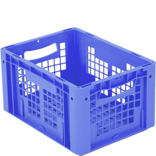 BITO Euronorm-stapelbak met dubbele geribbelde bodem + wanden + geperforeerde bodem, blauw, inhoud 19 l