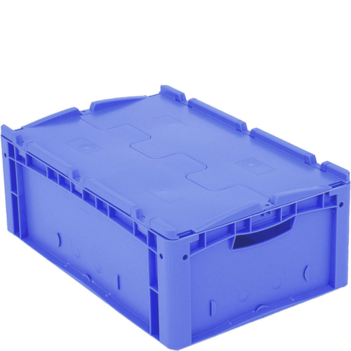 BITO Euronorm-stapelbakken, blauw, inhoud 43 l, Tweedelig scharnierdeksel