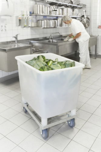 Onderrijdbare rechthoekige bak, inhoud 400 l, natuur, 4 voeten