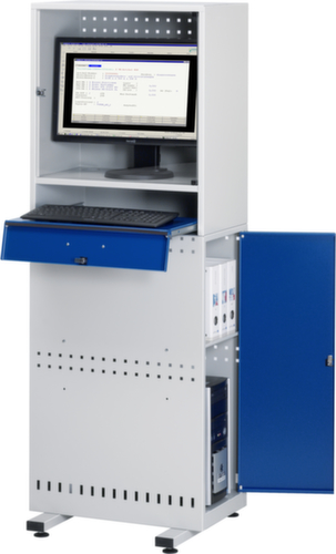 RAU PC-kast Slim Line, RAL7035 lichtgrijs/RAL5010 gentiaanblauw