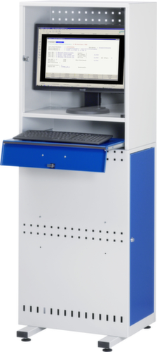 RAU PC-kast Slim Line, RAL7035 lichtgrijs/RAL5010 gentiaanblauw